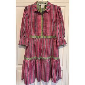 Gretchen Scott Damsel Dress Pink Size Small Pockets Plaid Cottage Core